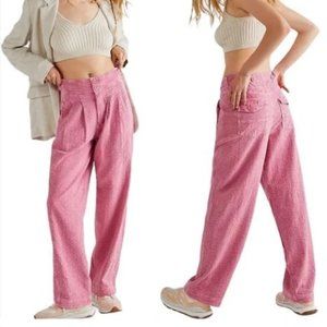 Free People Chino Pants Thin Line Straight Leg Pink $98 MSRP Size 2 NWT
